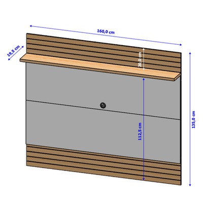 Painel para TV Até 65 Polegadas Russell 1 Prateleira Cinamomo/Off White - Pnr Móveis