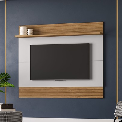 Painel para TV Até 65 Polegadas Russell 1 Prateleira Cinamomo/Off White - Pnr Móveis