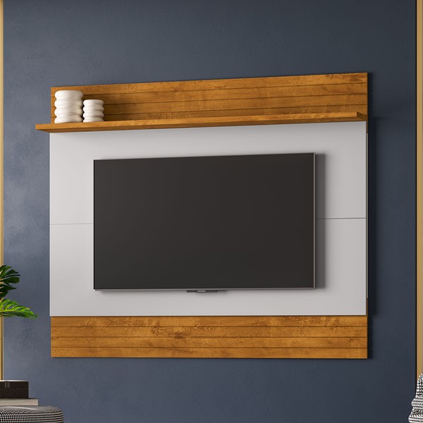 Painel para TV Até 65 Polegadas Russell 1 Prateleira Naturalle/Off White - Pnr Móveis