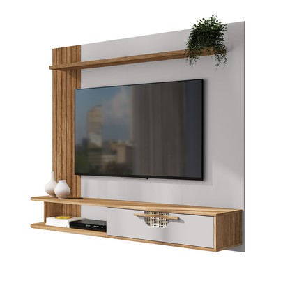 Painel para TV Até 65 Polegadas Kelani 1 Porta Cinamomo/Off White - Pnr Móveis