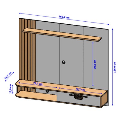 Painel para TV Até 65 Polegadas Kelani 1 Porta Cinamomo/Off White - Pnr Móveis