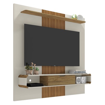 Painel para TV Até 65 Polegadas Eslováquia 1 Porta Off White/Cinamomo - Pnr Móveis