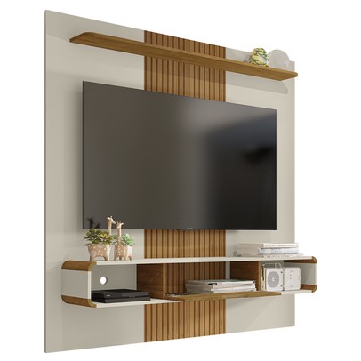 Painel para TV Até 65 Polegadas Eslováquia 1 Porta Off White/Cinamomo - Pnr Móveis