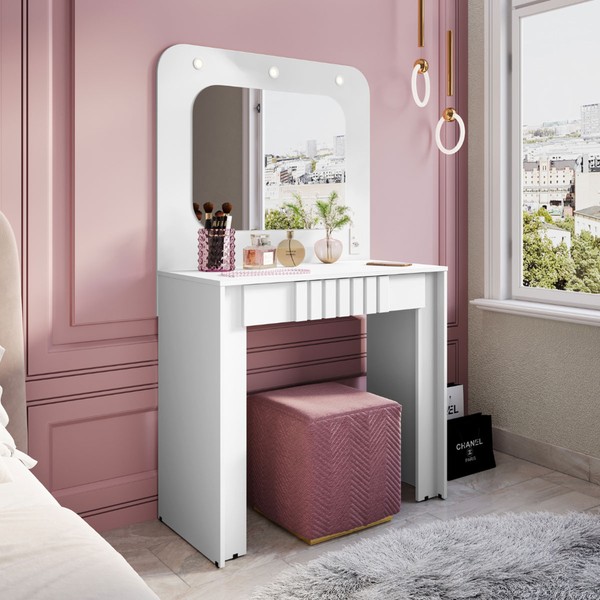 Penteadeira Camarim Andrade 1 Gaveta Branco - Pnr Móveis