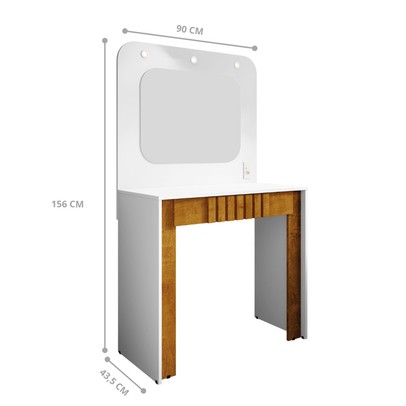Penteadeira Camarim Andrade 1 Gaveta Branco/Naturalle - Pnr Móveis