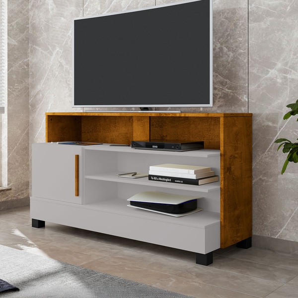 Rack para TV Até 48 Polegadas Guatemala 1 Porta Off White/Naturalle - Pnr Móveis