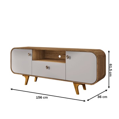 Rack para TV Até 55 Polegadas Bianchi 2 Portas 1 Gaveta Cinamomo/Off White - Pnr Móveis
