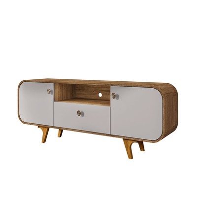 Rack para TV Até 55 Polegadas Bianchi 2 Portas 1 Gaveta Cinamomo/Off White - Pnr Móveis