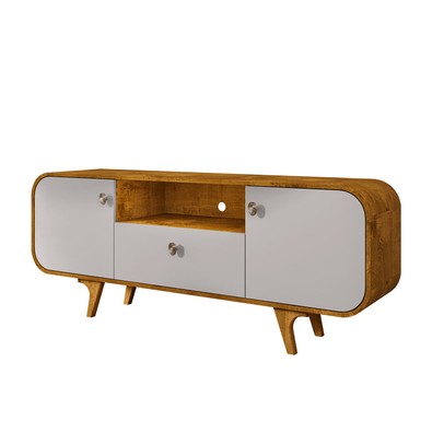 Rack para TV Até 55 Polegadas Bianchi 2 Portas 1 Gaveta Naturalle/Off White - Pnr Móveis