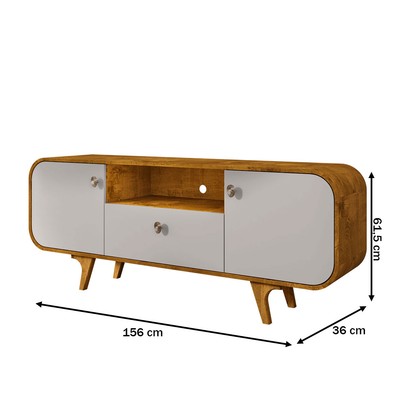 Rack para TV Até 55 Polegadas Bianchi 2 Portas 1 Gaveta Naturalle/Off White - Pnr Móveis