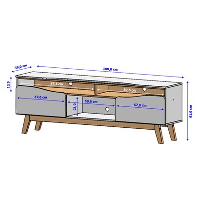 Rack para TV Até 65 Polegadas Romênia 2 Portas Off White/Cinamomo - Pnr Móveis