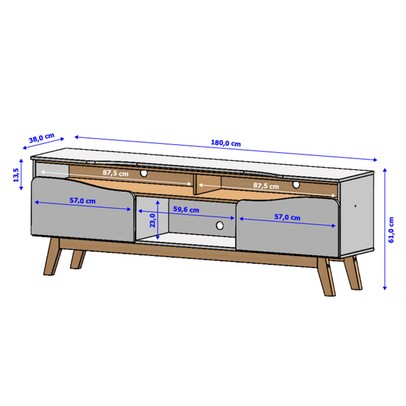Rack para TV Até 65 Polegadas Romênia 2 Portas Off White/Naturalle - Pnr Móveis