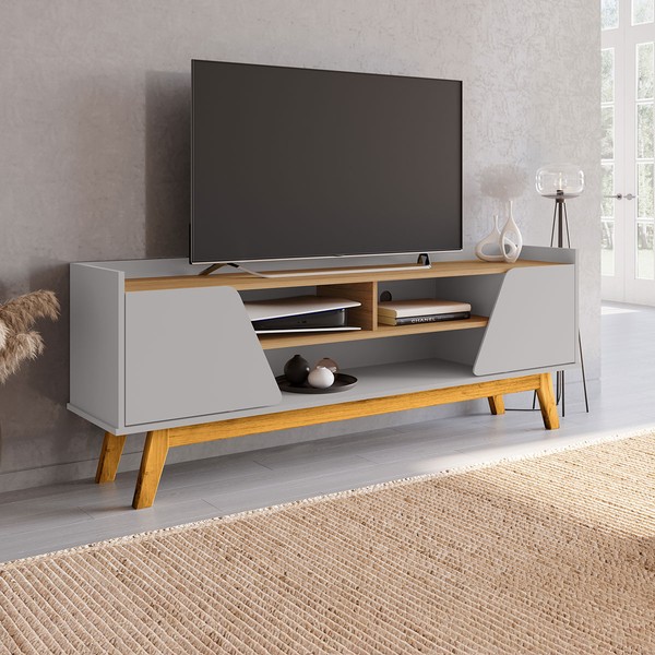 Rack para TV Até 65 Polegadas Mackenzie 2 Portas 1 Prateleira Off White/Cinamomo - Pnr Móveis