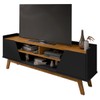 Rack para TV Até 65 Polegadas Mackenzie 2 Portas 1 Prateleira Preto Fosco/Nature - Pnr Móveis