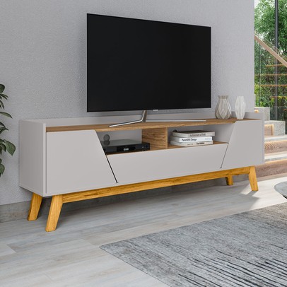 Rack para TV Até 70 Polegadas Evans 2 Portas 1 Gaveta Off White/Cinamomo - Pnr Móveis