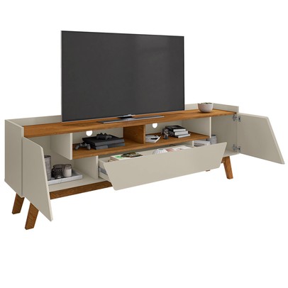 Rack para TV Até 70 Polegadas Evans 2 Portas 1 Gaveta Off White/Nature - Pnr Móveis