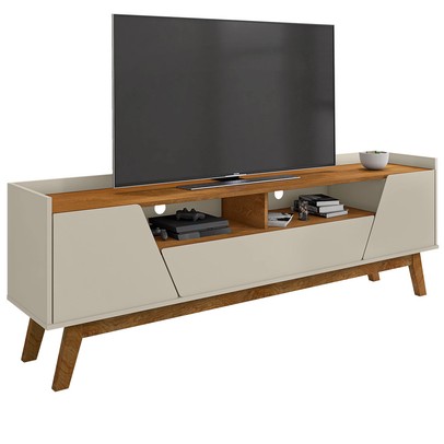 Rack para TV Até 70 Polegadas Evans 2 Portas 1 Gaveta Off White/Nature - Pnr Móveis