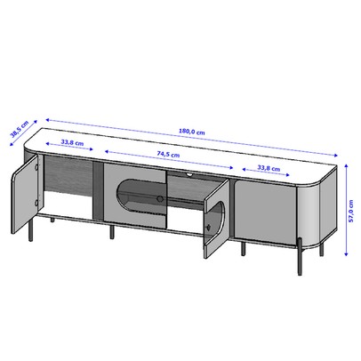Rack para TV Até 75 Polegadas Evans 4 Portas com Vidro e Led Off White/Naturalle - Pnr Móveis