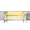 Rack para TV Até 75 Polegadas Evans 4 Portas com Vidro e Led Off White/Pistache - Pnr Móveis