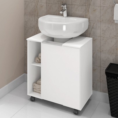 Armário de Banheiro Kodiak 1 Porta 6 Prateleiras Branco - Pnr Móveis