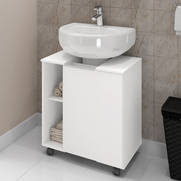 Armário de Banheiro Kodiak 1 Porta 6 Prateleiras Branco - Pnr Móveis