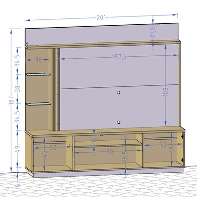 Estante para TV Até 65 Polegadas com Led 2 Portas Cinamomo/Off White - Pnr Móveis