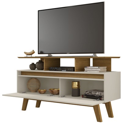 Rack para TV Até 50 Polegadas Mansell 2 Portas Cinamomo/Off-White - Pnr Móveis