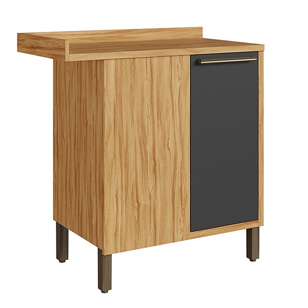 Balcão de Cozinha de Canto Syrah 1 Porta 1 Prateleira Amêndoa/Chumbo - Rio Doce