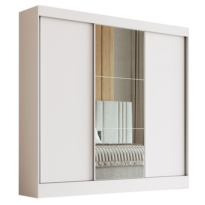Guarda-Roupa Casal Michigan 3 Portas 4 Gavetas 100% Mdf com Espelho Branco - Doripel Móveis