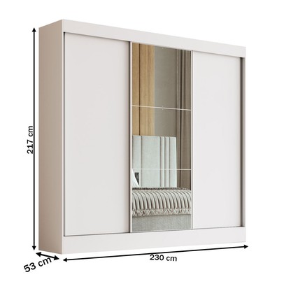 Guarda-Roupa Casal Michigan 3 Portas 4 Gavetas 100% Mdf com Espelho Branco - Doripel Móveis
