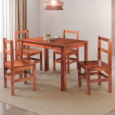 Mesa de Jantar 4 Lugares Cherry Madeira Maciça Mogano - Pnr Móveis