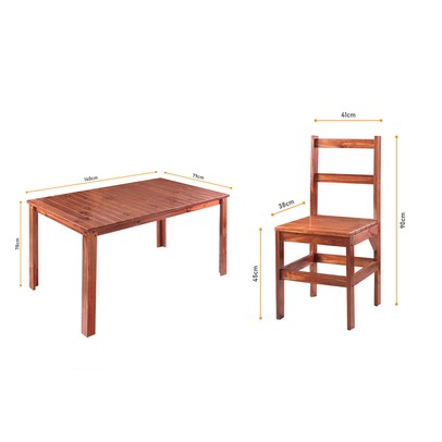 Mesa de Jantar 6 Lugares Cherry Madeira Maciça Mogano - Pnr Móveis