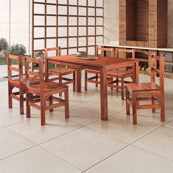 Mesa de Jantar 6 Lugares Cherry Madeira Maciça Mogano - Pnr Móveis