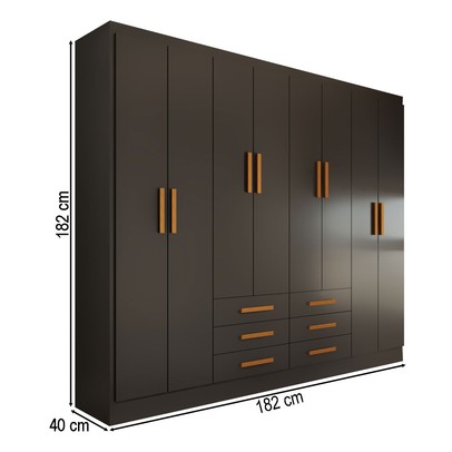 Guarda-Roupa Casal Hilton 8 Portas 6 Gavetas Black - Panorama Móveis