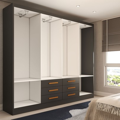 Guarda-Roupa Casal Hilton 8 Portas 6 Gavetas Black - Panorama Móveis