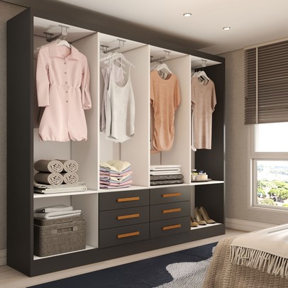 Guarda-Roupa Casal Hilton 8 Portas 6 Gavetas Black - Panorama Móveis