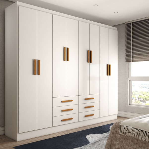 Guarda-Roupa Casal Hilton 8 Portas 6 Gavetas Branco - Panorama Móveis
