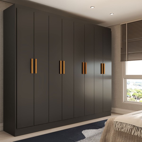 Guarda-Roupa Casal Hilton 8 Portas Black - Panorama Móveis