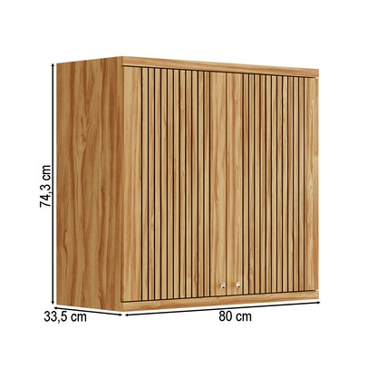 Armário Aéreo de Cozinha 80 Cm Sauvignon 2 Portas 1 Prateleira 100% Mdf Amêndoa - Rio Doce