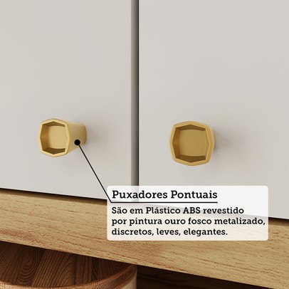 Armário Aéreo Cozinha 80 Cm Sauvignon 2 Portas 100% Mdf Amêndoa/Off White - Rio Doce