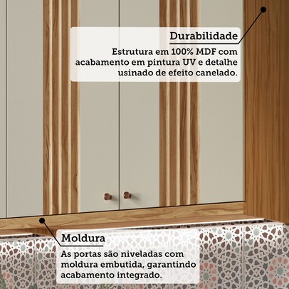 Armário Aéreo Cozinha 80 Cm Sauvignon 2 Portas 100% Mdf Amêndoa/Off White - Rio Doce