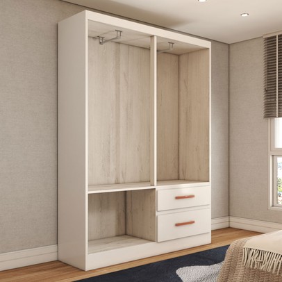 Guarda-Roupa Solteiro Boulevard 4 Portas 2 Gavetas Branco - Panorama Móveis