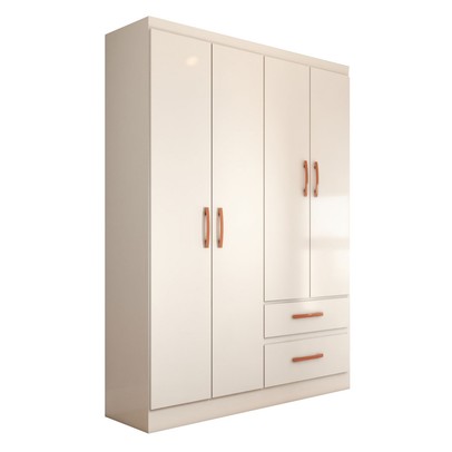 Guarda-Roupa Solteiro Boulevard 4 Portas 2 Gavetas Branco - Panorama Móveis