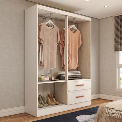 Guarda-Roupa Solteiro Boulevard 4 Portas 2 Gavetas Branco - Panorama Móveis