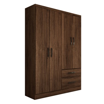 Guarda-Roupa Solteiro Boulevard 4 Portas 2 Gavetas Castanho - Panorama Móveis