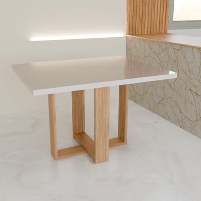 Canto Alemão Prisma com 2 Cadeiras Mel/Veludo Perola/Off White - Panorama Móveis