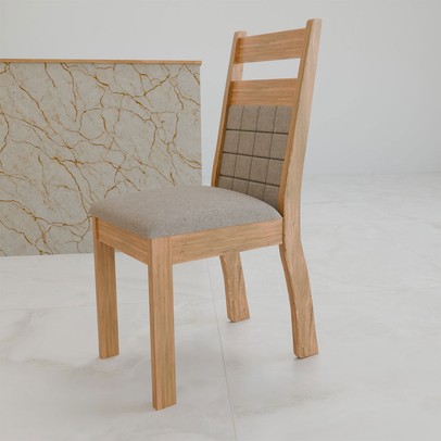 Canto Alemão Prisma com 2 Cadeiras Mel/Veludo Perola/Off White - Panorama Móveis