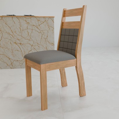 Canto Alemão Prisma com 2 Cadeiras Mel/Grafite/Veludo Grafite - Panorama Móveis