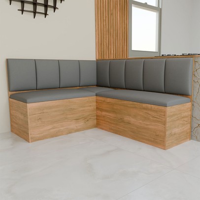 Canto Alemão Prisma com 2 Cadeiras Mel/Grafite/Veludo Grafite - Panorama Móveis