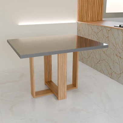 Canto Alemão Prisma com 2 Cadeiras Mel/Grafite/Veludo Grafite - Panorama Móveis